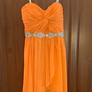 Orange high-low evening gown
